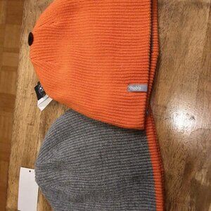 NEW Unisex Nobis Reversible Beanie Hat in Grey/Orange - Size 0/S